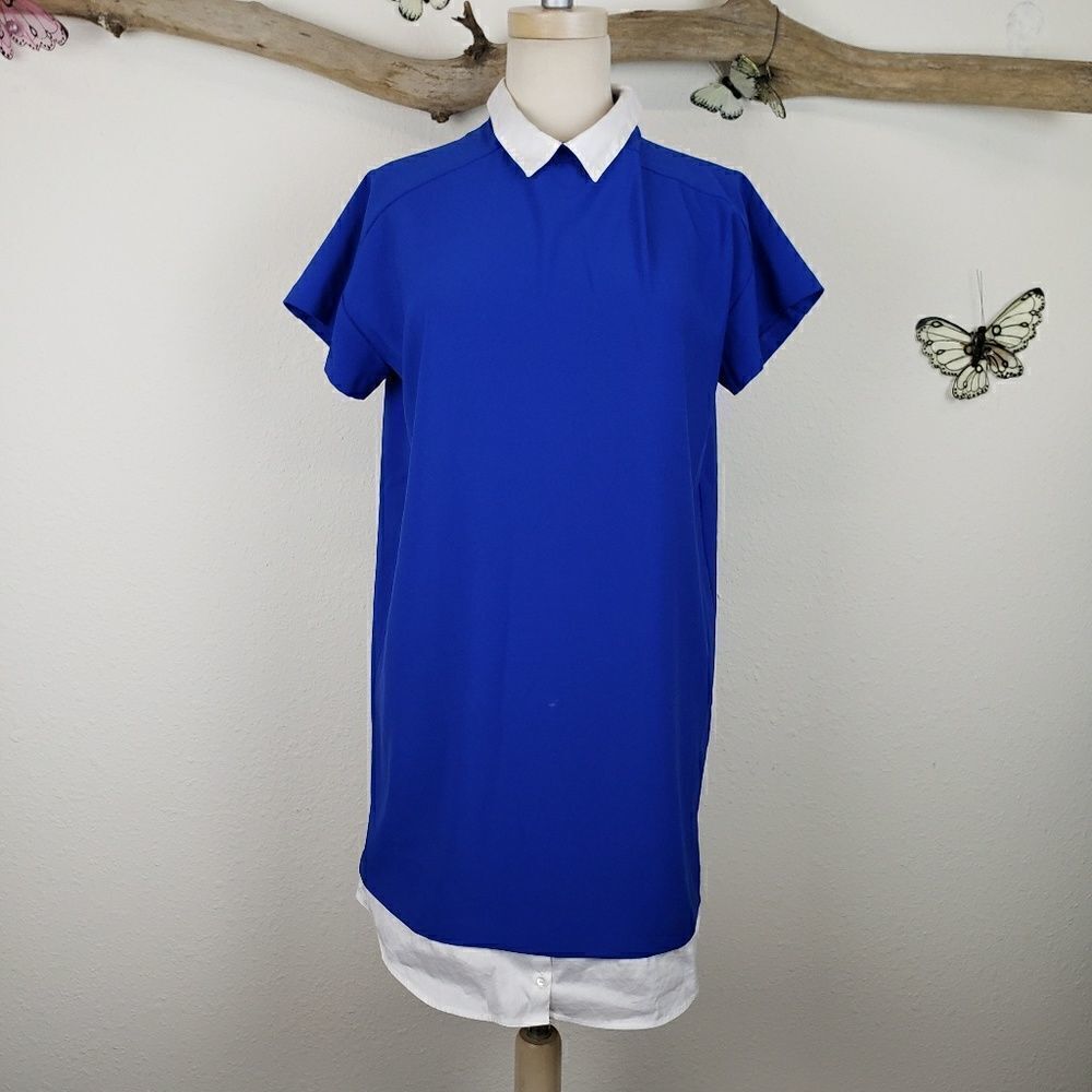 Zara basic blue mock layered mini dress
